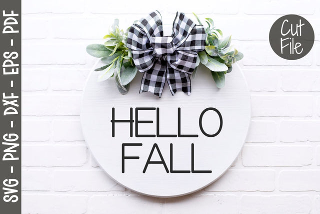 Hello Fall Round Sign #2 - Hello Fall SVG Round Sign Design SVG Digital Clipart Deals 
