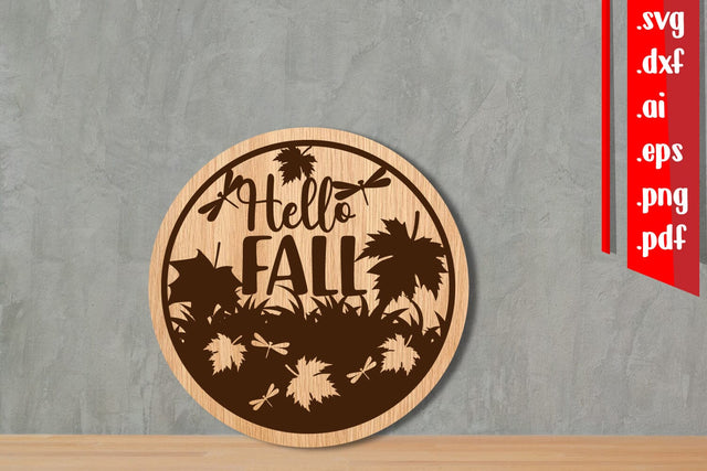 Hello Fall Round Sign 2 SVG zafrans studio 