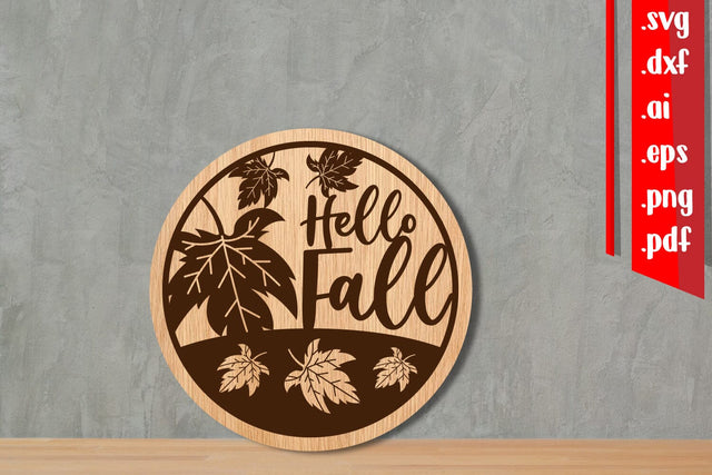 Hello Fall Round Sign 3 SVG zafrans studio 