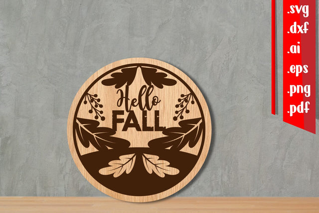 Hello Fall Round Sign 4 SVG zafrans studio 