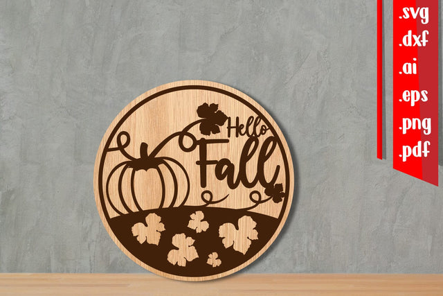 Hello Fall Round Sign 6 SVG zafrans studio 