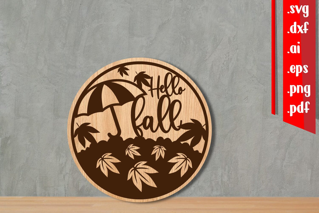 Hello Fall Round Sign 7 - So Fontsy