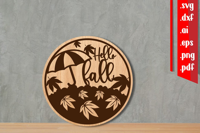 Hello Fall Round Sign 7 SVG zafrans studio 