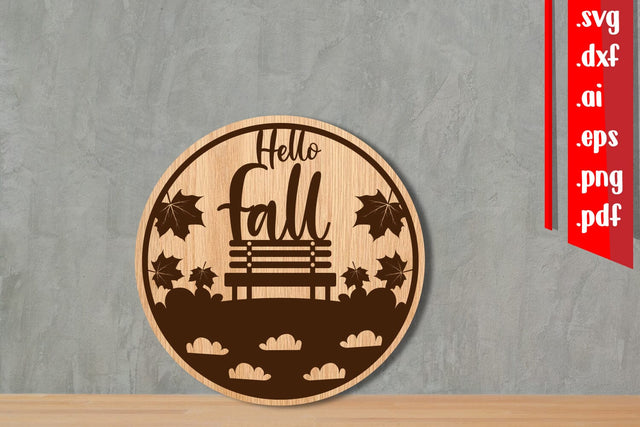 Hello Fall Round Sign 8 SVG zafrans studio 