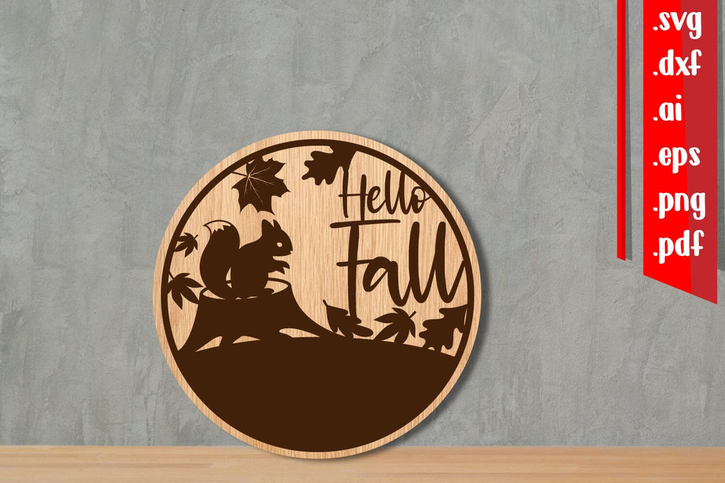 Hello Fall Round Sign 9 - So Fontsy