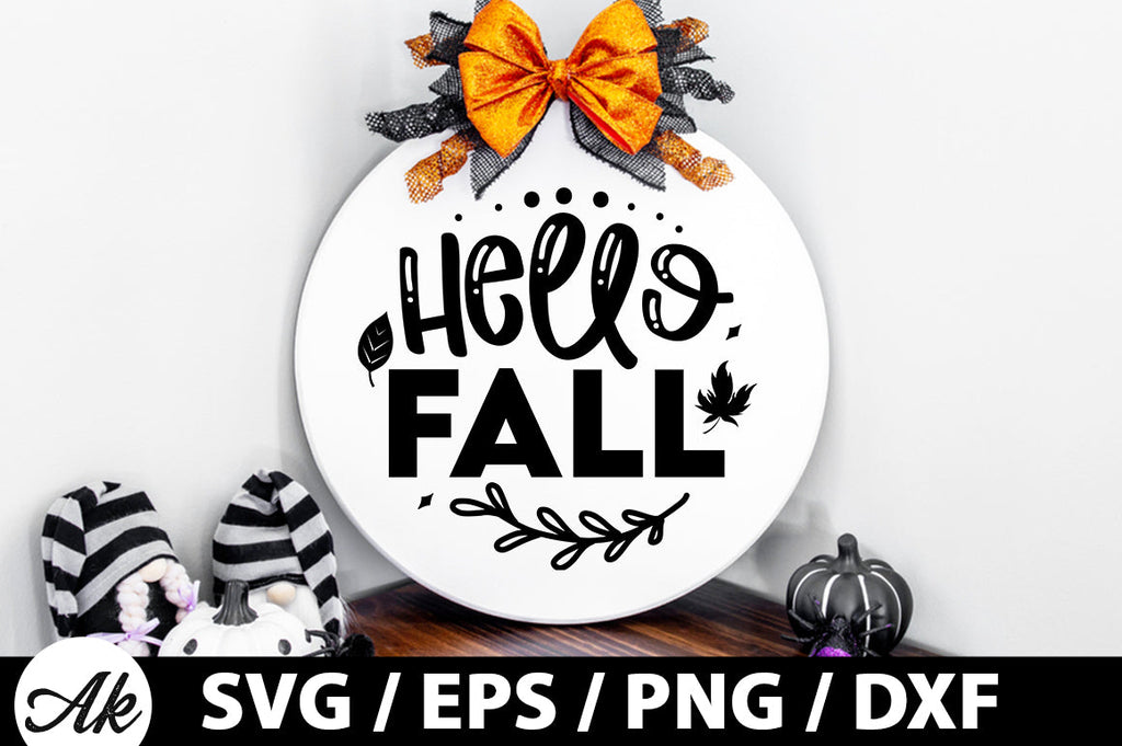Hello fall Round Sign - So Fontsy