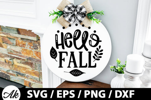 Hello fall Round Sign - So Fontsy