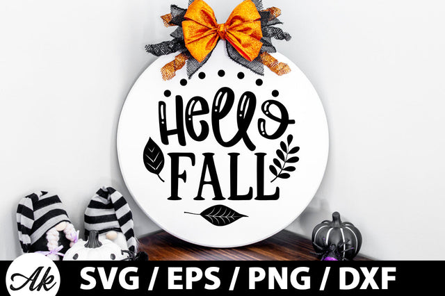 Hello fall Round Sign SVG akazaddesign 