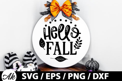 Hello fall Round Sign SVG akazaddesign 