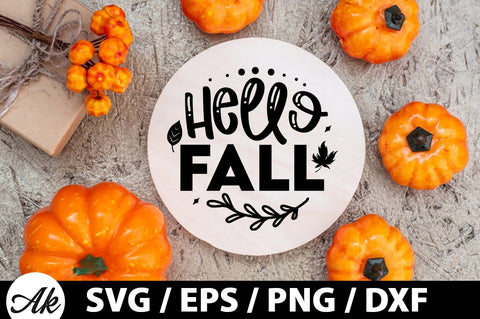 Hello fall Round Sign SVG akazaddesign 