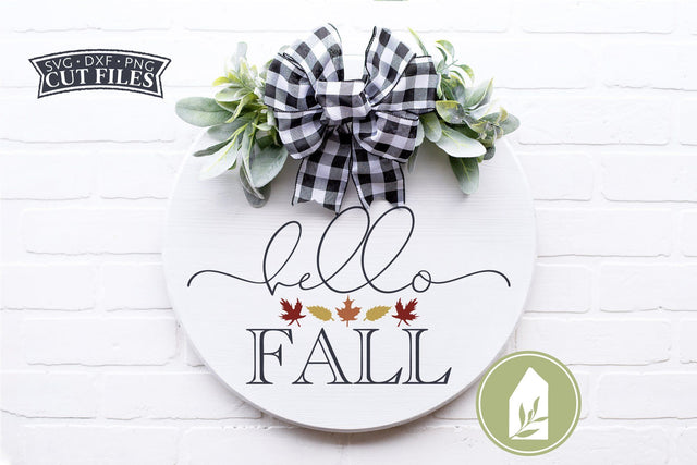 Hello Fall Round Sign SVG, Farmhouse Fall SVG SVG LilleJuniper 