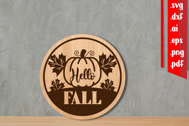 Hello Fall Round Sign SVG zafrans studio 
