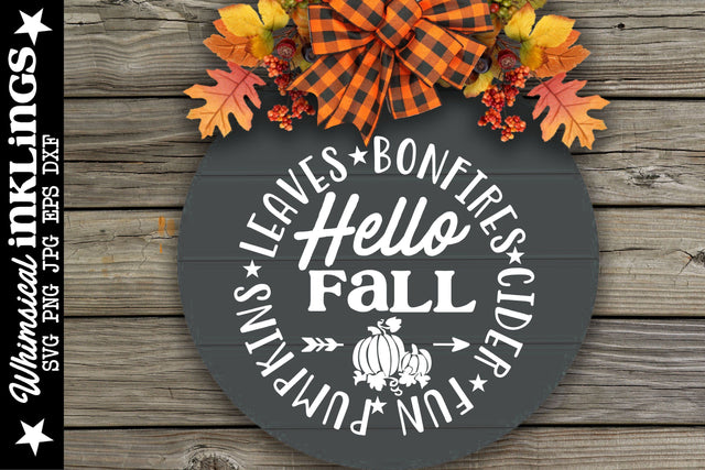 Hello Fall-Round SVG SVG Whimsical Inklings 