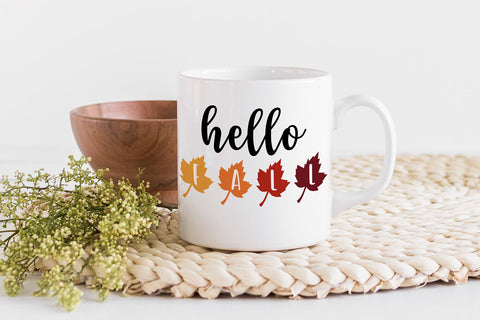 Hello Fall Sign with Leaves SVG | Fall Sign SVG | Autumn Decor SVG B Renee Design 