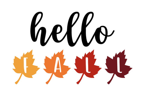 Hello Fall Sign with Leaves SVG | Fall Sign SVG | Autumn Decor SVG B Renee Design 
