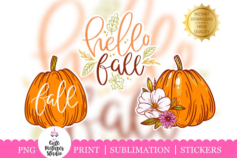 Hello fall Sticker bundle PNG Sublimation CutePicturesStudio 