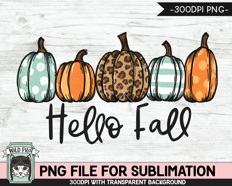 Hello Fall SUBLIMATION design PNG, Leopard Pumpkin png file, Patchwork ...