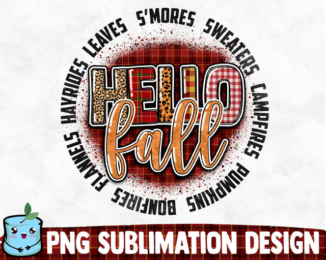Hello Fall Sublimation Design Sublimation MintyMarshmallows 