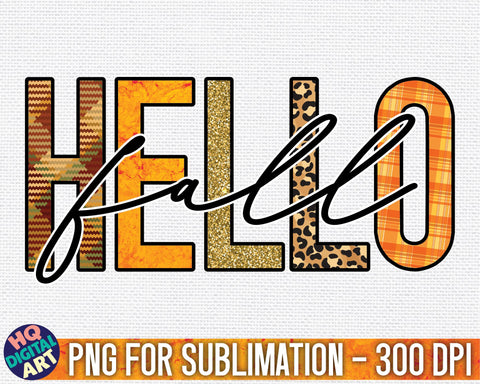 Hello Fall Sublimation PNG Sublimation HQDigitalArt 