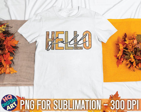Hello Fall Sublimation PNG Sublimation HQDigitalArt 