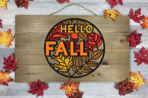 Hello Fall SVG, 3d Layered Leaf SVG, Porch Sign SVG. 3D Paper Elinorka 