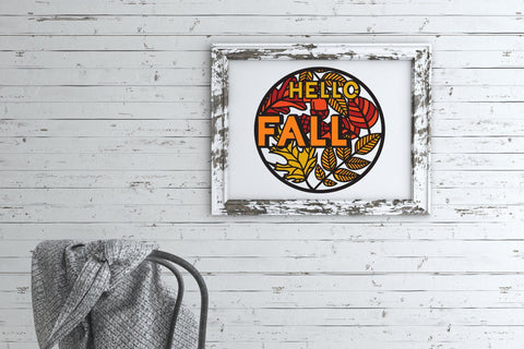 Hello Fall SVG, 3d Layered Leaf SVG, Porch Sign SVG. 3D Paper Elinorka 