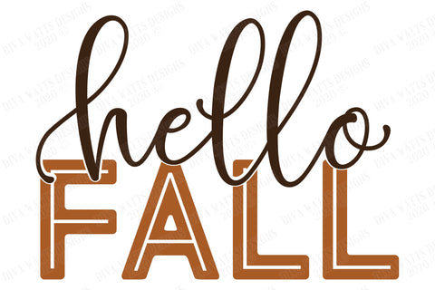 Hello Fall SVG | Autumn Sign SVG | Shirt SVG | Front Door Welcome Sign SVG | DXF and More! SVG Diva Watts Designs 