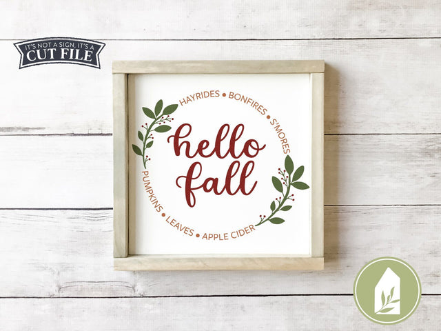 Hello Fall SVG | Autumn SVG | Rustic Sign Design SVG LilleJuniper 