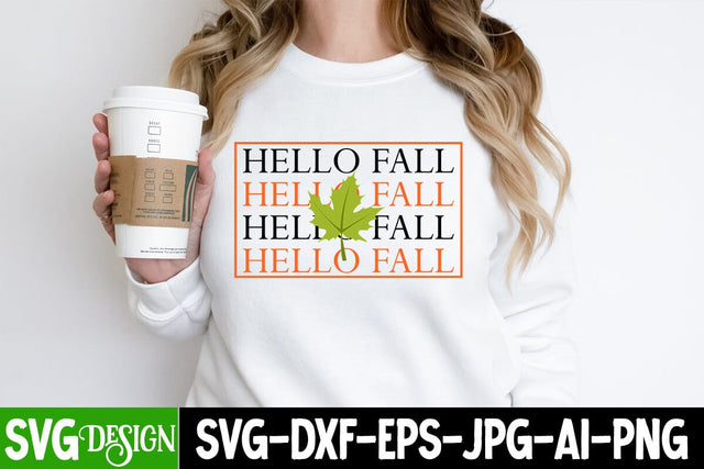 Hello Fall SVG Cut File, Hello Fall Sublimation Design, Hello Fall SVG Cutting Files, Fall SVG Cut File, Hello Fall SVG Sublimation BlackCatsMedia 
