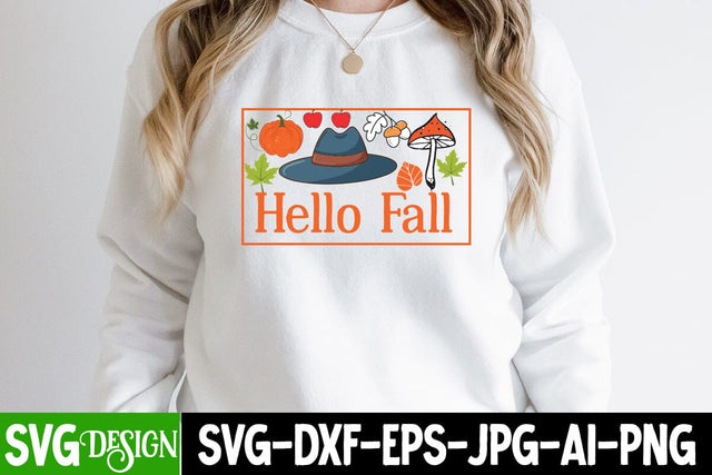 Hello Fall SVG Cut File, Hello Fall SVG Design, Hello Fall SVG Quotes, Fall Farmhouse SVG Cut File , Fall Farmhouse SVG Quotes , Fall SVG Cut File, Autumn SVG Cut File SVG BlackCatsMedia 