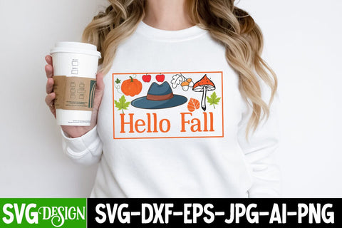 Hello Fall SVG Cut File, Hello Fall SVG Design, Hello Fall SVG Quotes, Fall Farmhouse SVG Cut File , Fall Farmhouse SVG Quotes , Fall SVG Cut File, Autumn SVG Cut File SVG BlackCatsMedia 