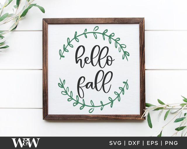 Hello Fall SVG Cut File SVG Wood And Walt 