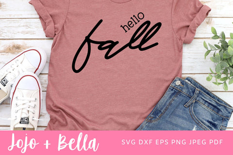 Hello Fall SVG, Fall Leaves Svg, Fall Leaf Svg, Fall Leaves Png, Autumn Svg files for Cricut, Silhouette, Sublimation Hello Fall SVG SVG Jojo&Bella 