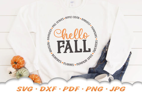 Hello Fall SVG | Fall Quote SVG | Round Fall Sign SVG Cloud9Design 