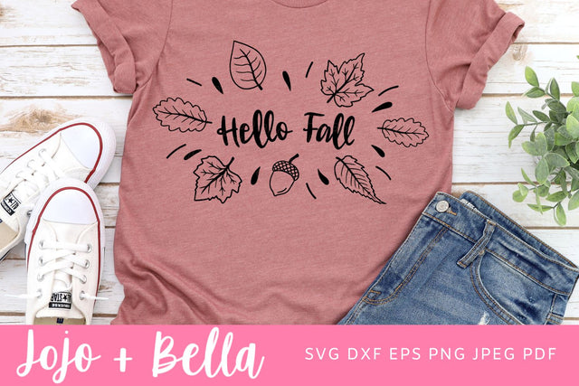 Hello Fall SVG - Fall SVG - Fall T-shirt Graphic Svg, Autumn Svg, Fall Svg Cut Files, Leaves Svg, Fall Leaves Svg, Fall Leaf Svg, Fall Quote SVG Jojo&Bella 