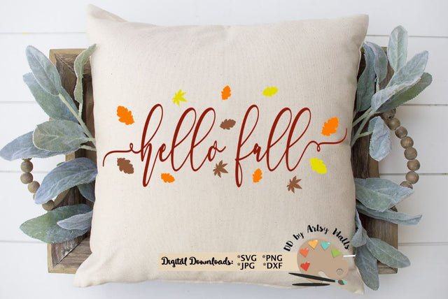 Hello fall svg file - fall leaves svg - Thanksgiving svg - Fall decor svg dxf SVG The Artsy Spot 