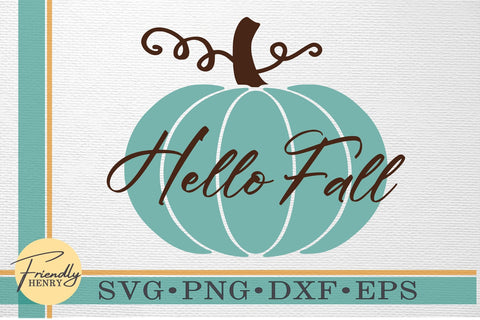Hello Fall SVG | Hello Fall Pumpkin SVG | Hello Fall Clipart SVG Friendly Henry 