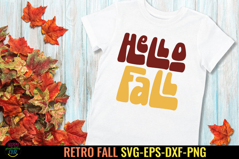 Hello Fall SVG I Retro Fall SVG I Autumn SVG I Groovy Fall SVG SVG Happy Printables Club 