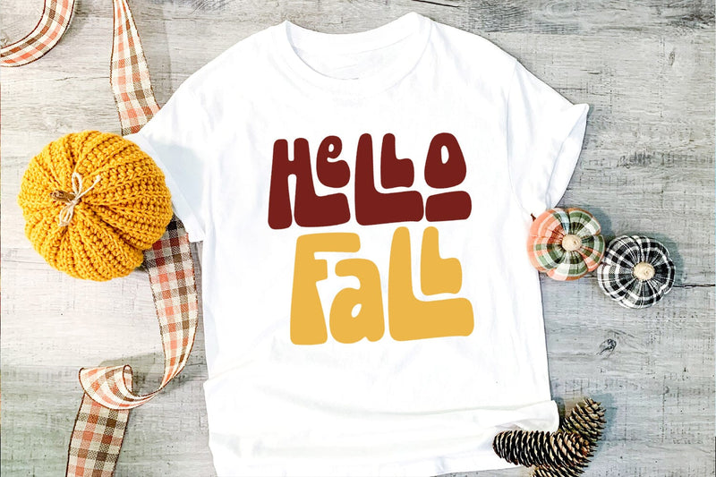 Hello Fall SVG I Retro Fall SVG I Autumn SVG I Groovy Fall SVG - So Fontsy