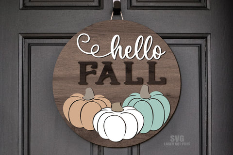 Hello Fall SVG Laser Cut Files | Welcome Sign SVG SVG Cloud9Design 