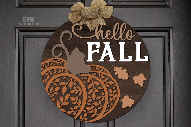 Hello Fall SVG | Pumpkin SVG | Fall Sign Laser Cut Files - So Fontsy