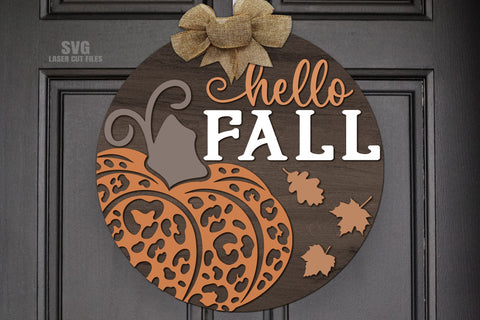 Hello Fall SVG | Pumpkin SVG | Welcome Sign Laser Cut Files SVG Cloud9Design 