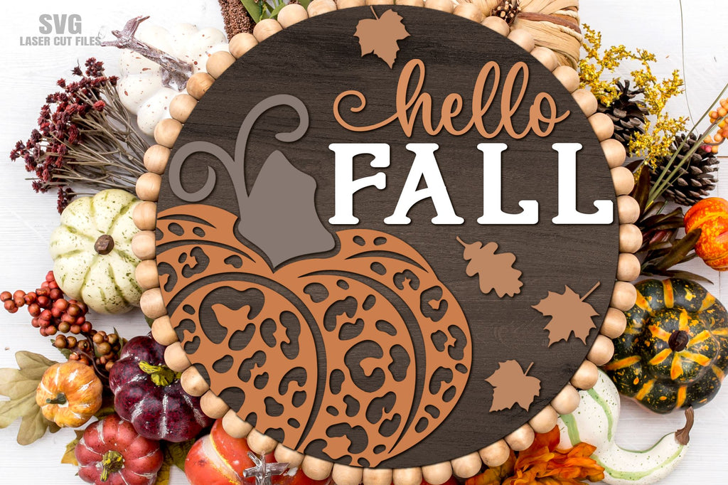 Hello Fall SVG | Pumpkin SVG | Welcome Sign Laser Cut Files - So Fontsy