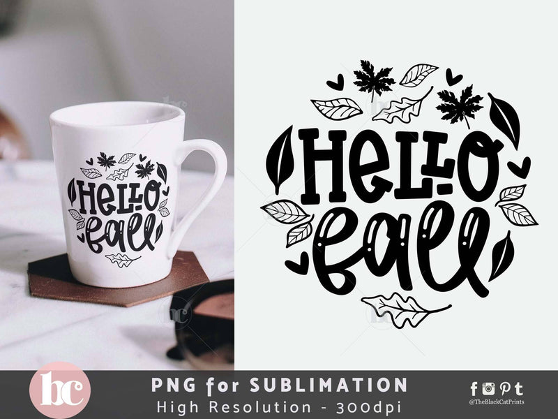 Hello Fall SVG | Thanksgiving Cut File | Autumn SVG SVG TheBlackCatPrints 