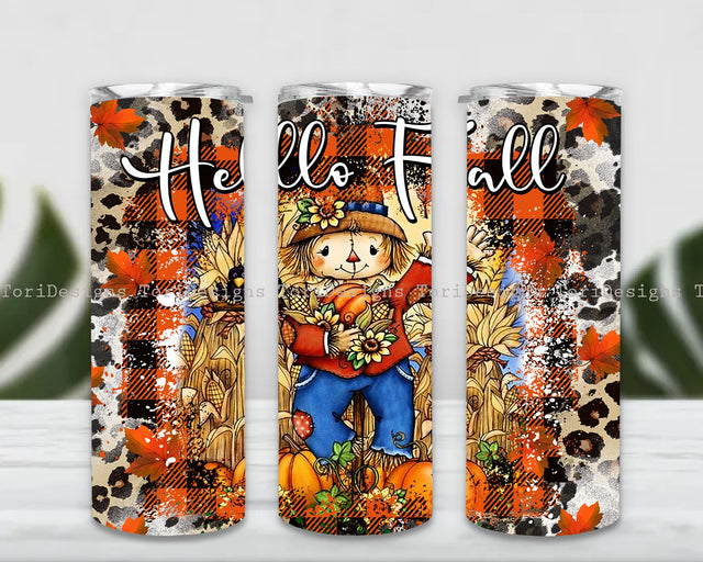 Hello Fall Tumbler Png, Autumn Tumbler, Fall Png, Fall Tumbler Png, Pumpkin Tumbler, 20oz Skinny Tumbler Sublimation Designs Sublimation ToriDesigns 