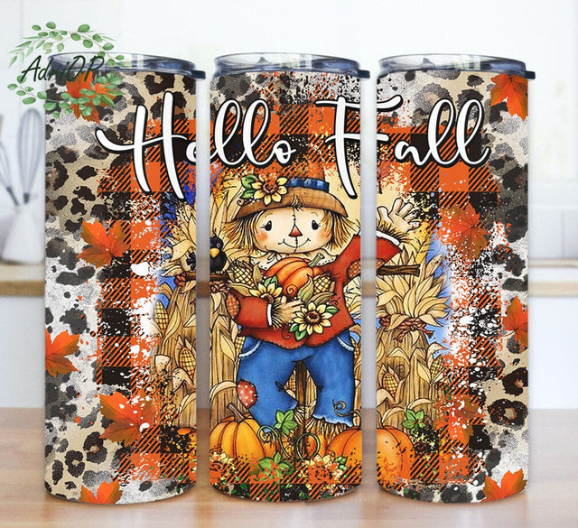 Hello Fall Tumbler Png,Autumn Tumbler,Fall Png,Fall Tumbler Png,Pumpkin Tumbler, 20oz Skinny Tumbler Sublimation Designs Sublimation AdriOP 