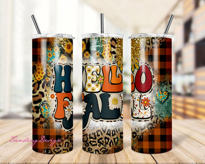 Hello Fall Tumbler Png,Autumn Tumbler,Fall Png,Fall Tumbler Png,Pumpkin Tumbler, 20oz Skinny Tumbler Sublimation Designs Sublimation TrendingDesign 