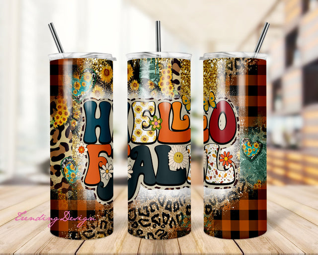 Hello Fall Tumbler Png,Autumn Tumbler,Fall Png,Fall Tumbler Png,Pumpkin Tumbler, 20oz Skinny Tumbler Sublimation Designs Sublimation TrendingDesign 