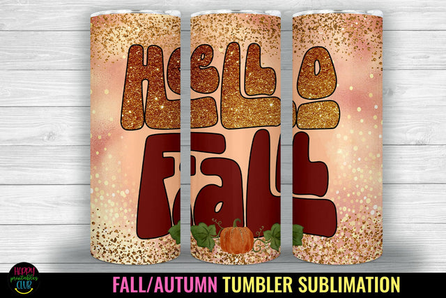 Hello Fall Tumbler Sublimation I Fall Tumbler Wrap PNG Sublimation Happy Printables Club 