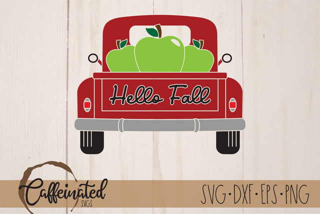Hello Fall Vintage Truck SVG, Fall Apple Truck svg SVG Caffeinated SVGs 
